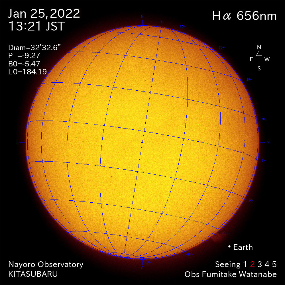 2022年1月25日Ha波長の太陽