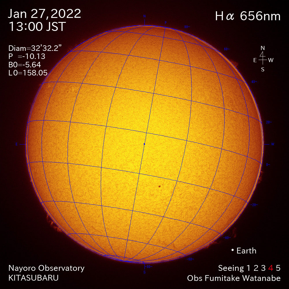 2022年1月27日Ha波長の太陽