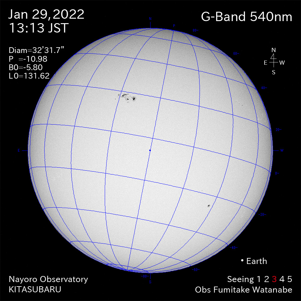 2022年1月29日540nm波長の太陽