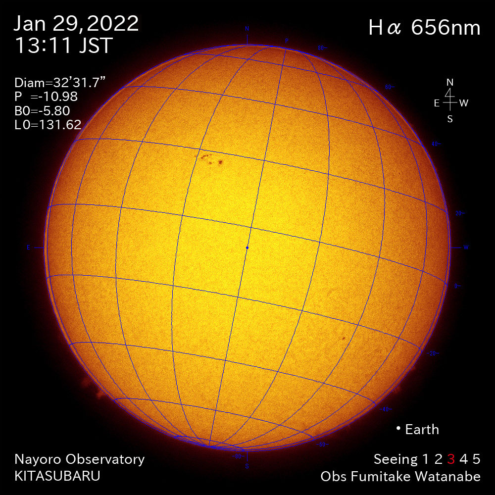 2022年1月29日Ha波長の太陽