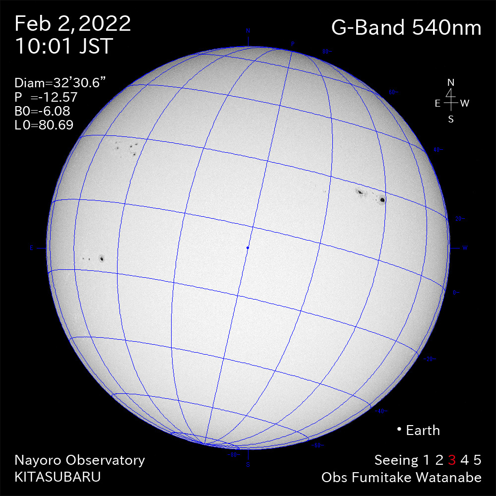 2022年2月2日540nm波長の太陽