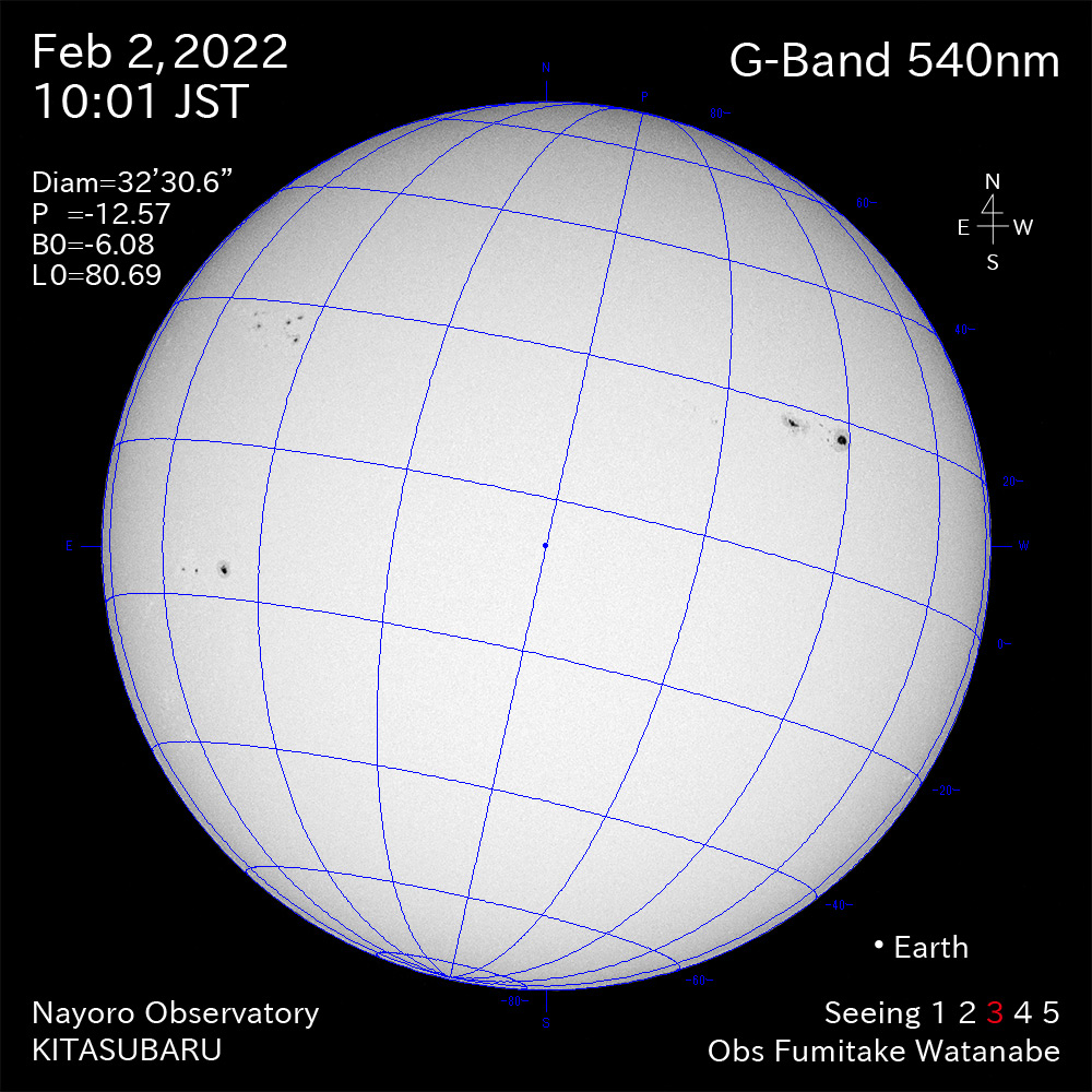 2022年2月2日540nm波長の太陽