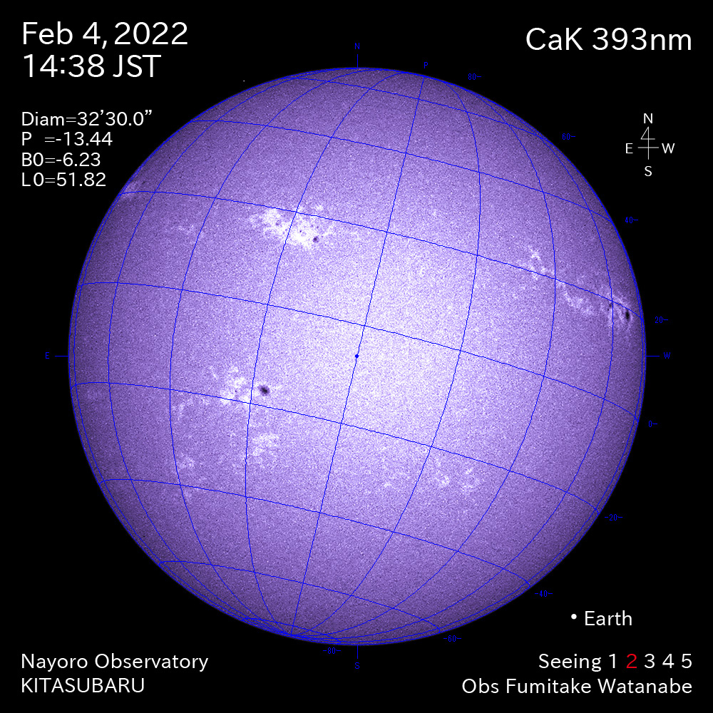 2022年2月4日CaK波長の太陽