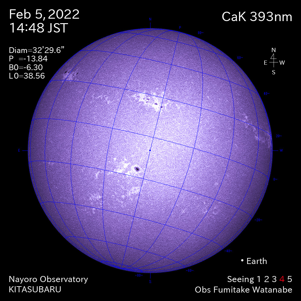 2022年2月5日CaK波長の太陽