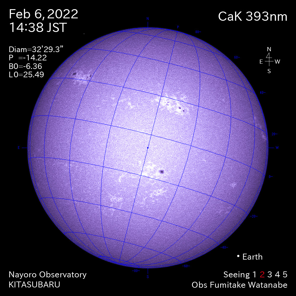 2022年2月6日CaK波長の太陽