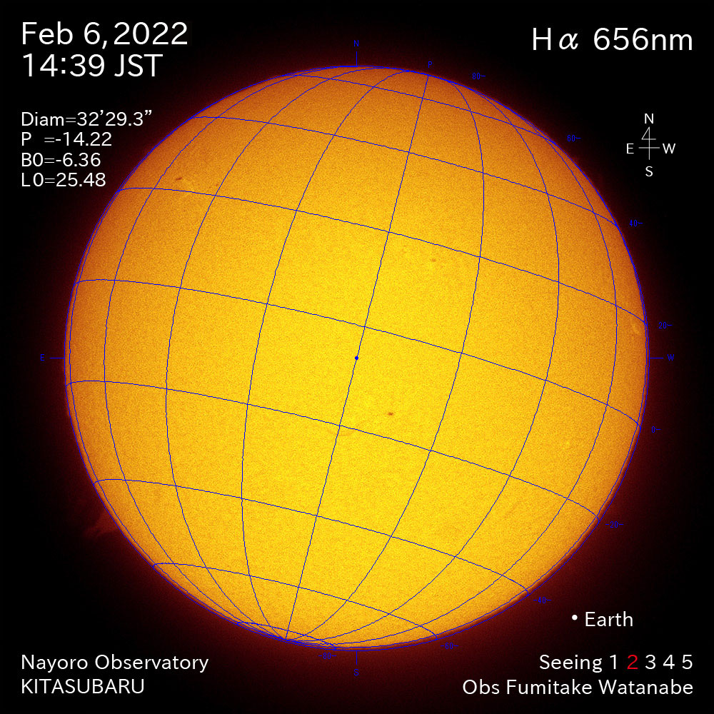 2022年2月6日Ha波長の太陽