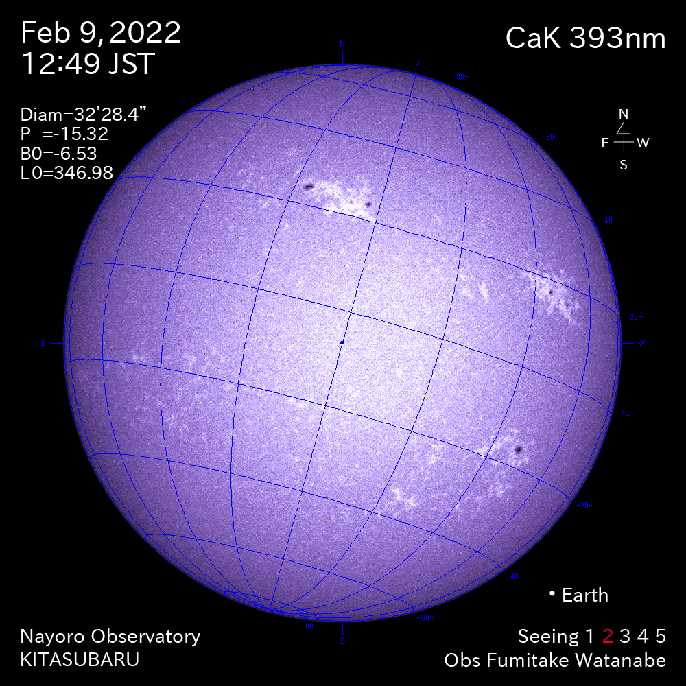 2022年2月9日CaK波長の太陽
