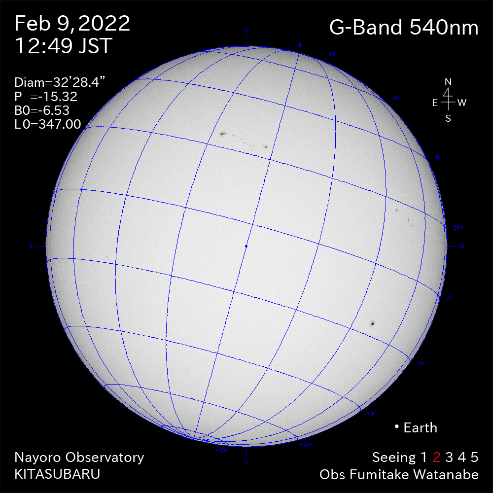 2022年2月9日540nm波長の太陽