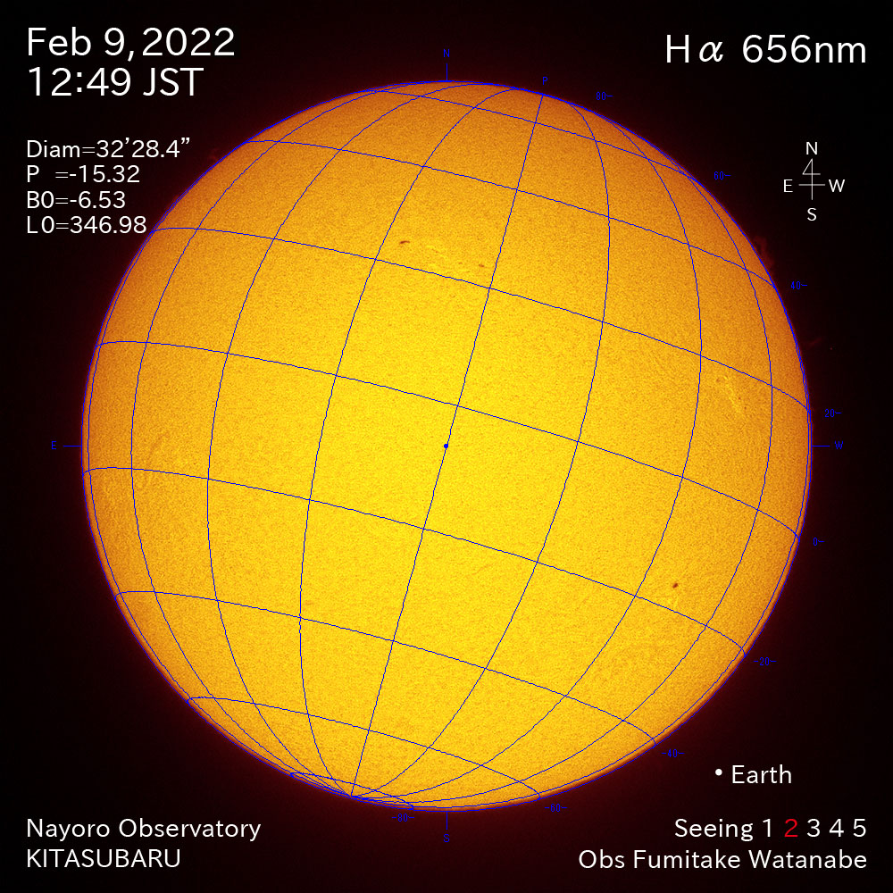 2022年2月9日Ha波長の太陽
