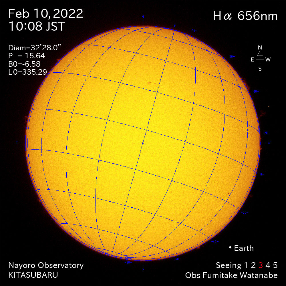 2022年2月10日Ha波長の太陽