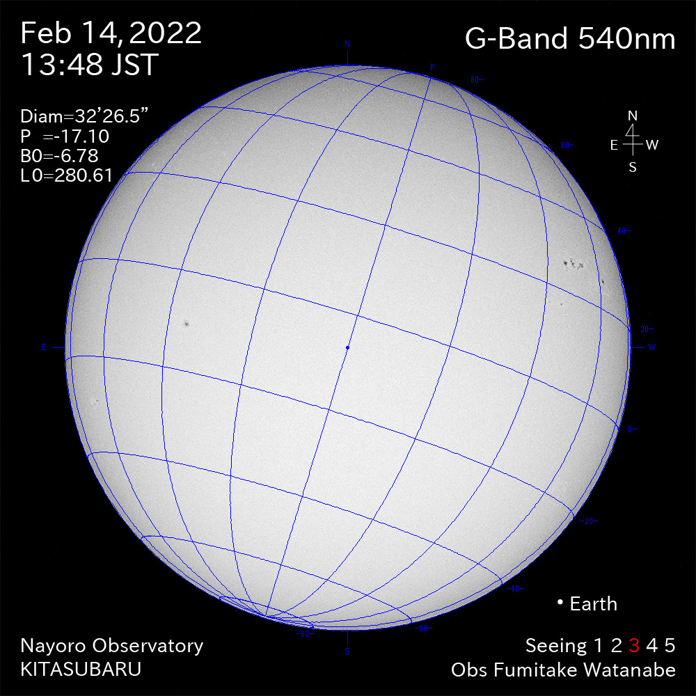 2022年2月14日540nm波長の太陽
