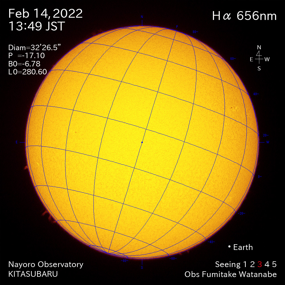 2022年2月14日Ha波長の太陽