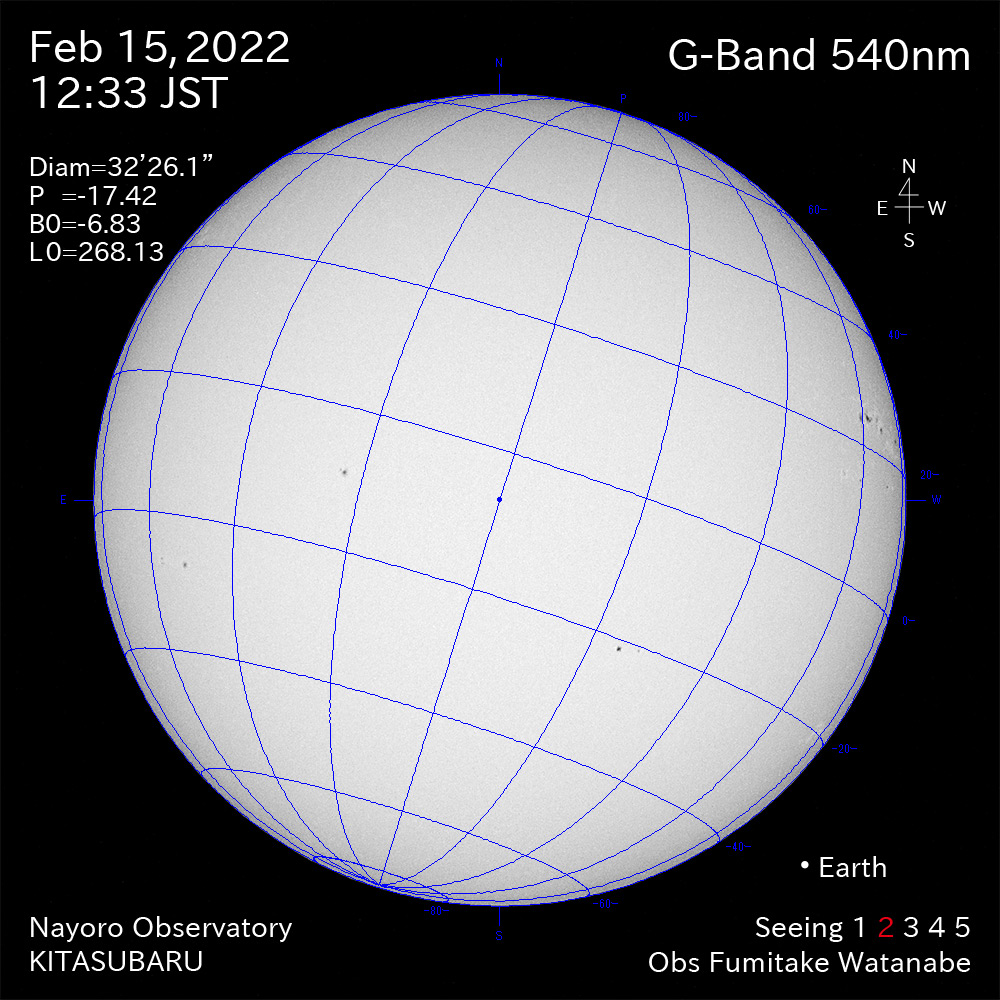 2022年2月15日540nm波長の太陽