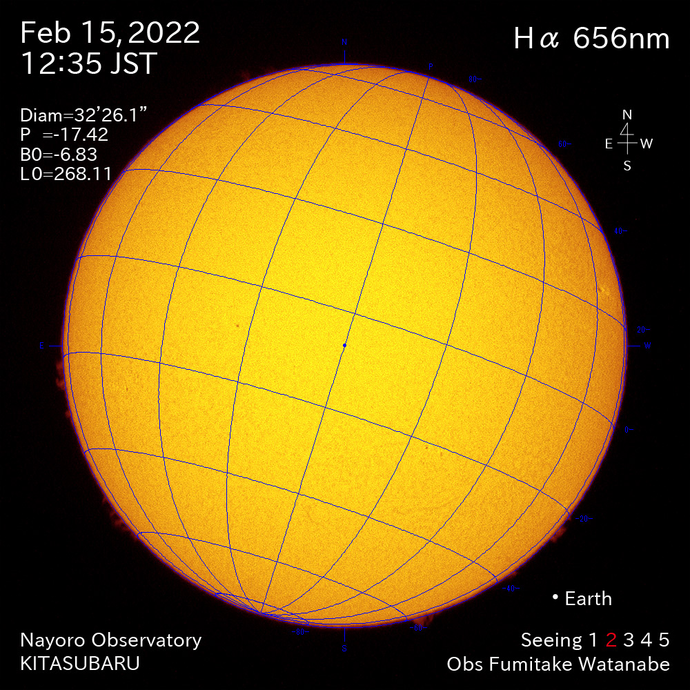 2022年2月15日Ha波長の太陽