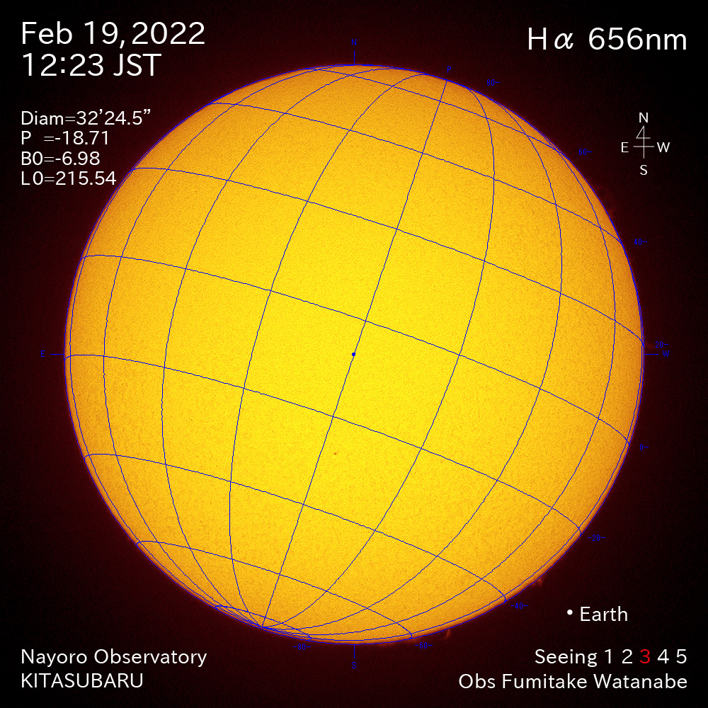 2022年2月19日Ha波長の太陽