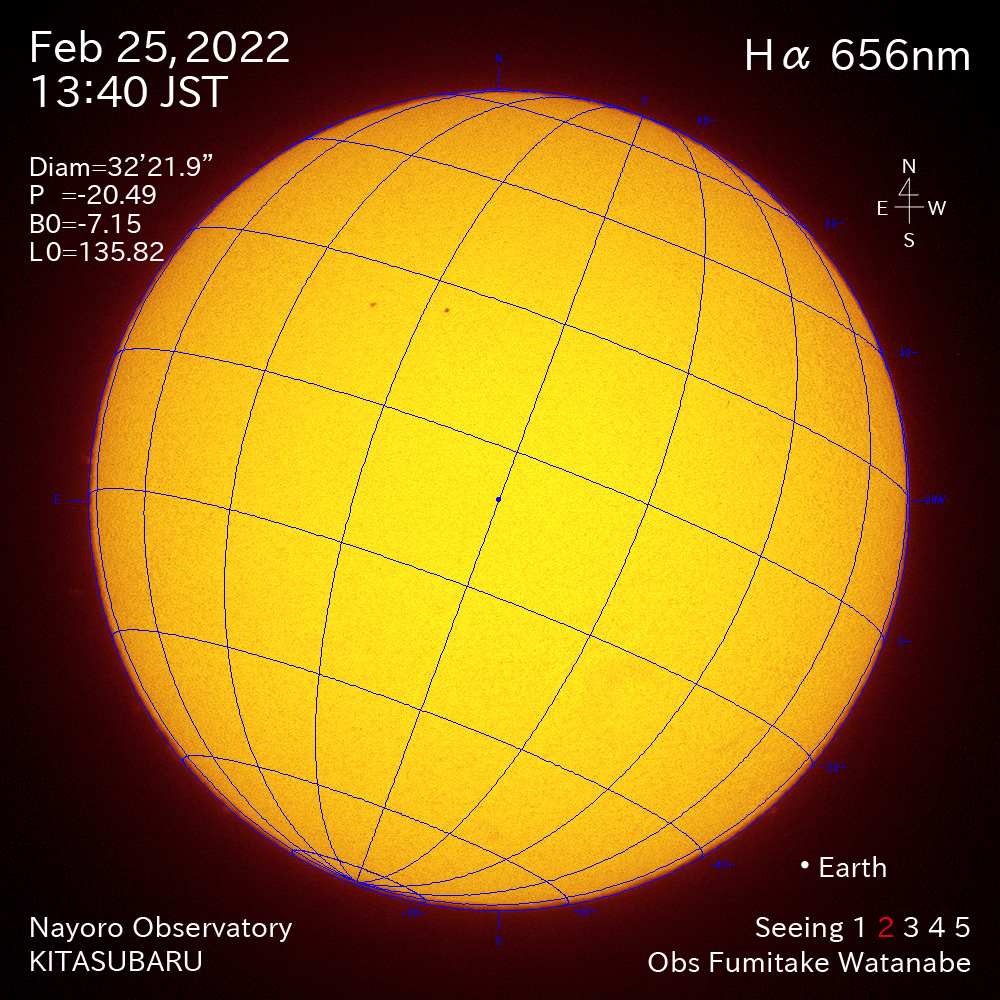 2022年2月25日Ha波長の太陽