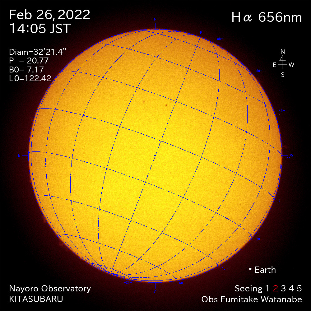 2022年2月26日Ha波長の太陽
