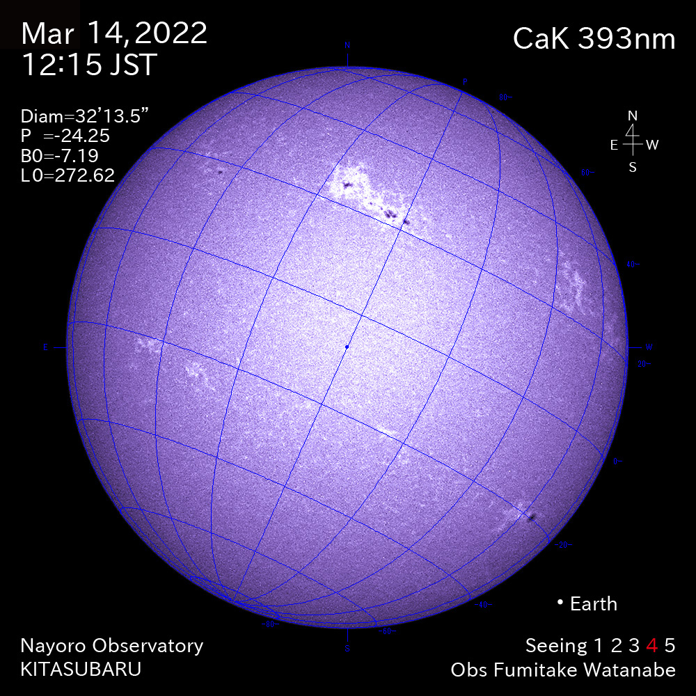2022年3月14日CaK波長の太陽