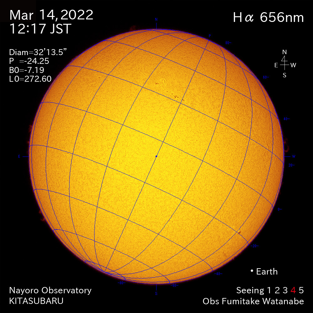 2022年3月14日Ha波長の太陽