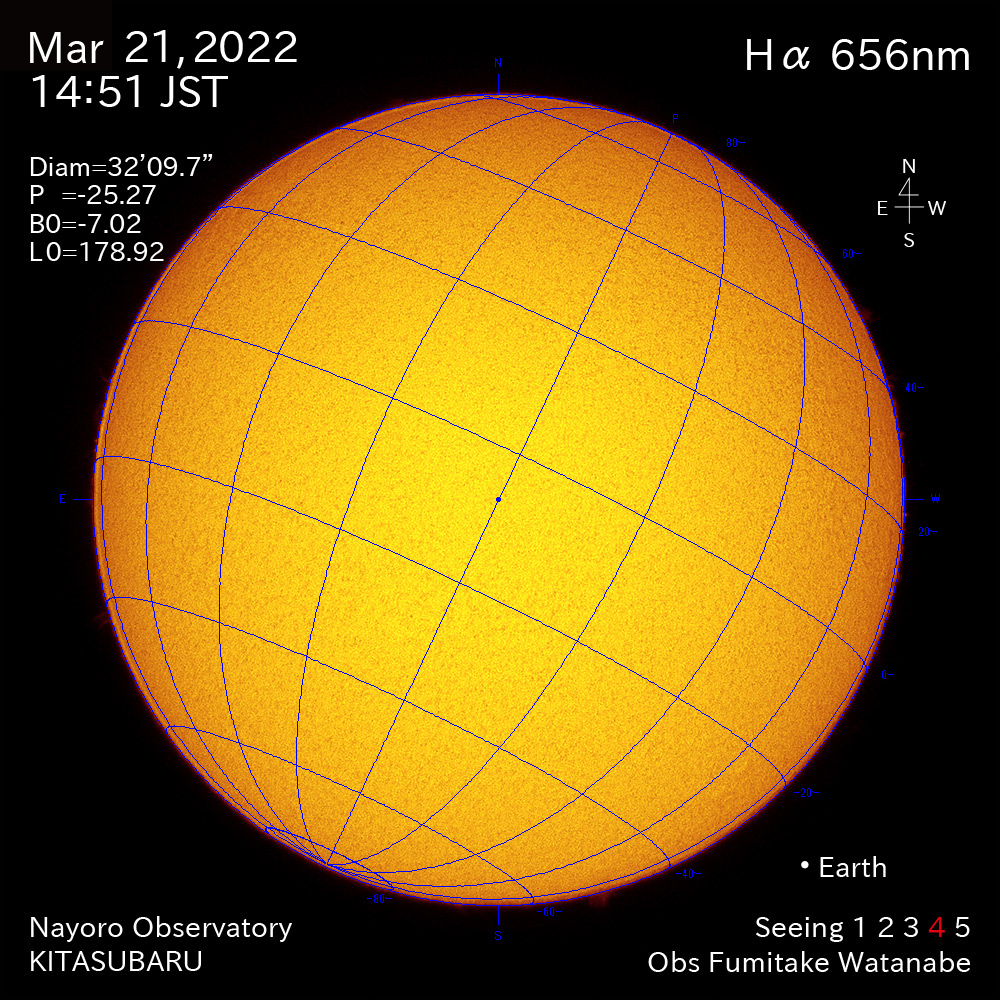 2022年3月21日Ha波長の太陽