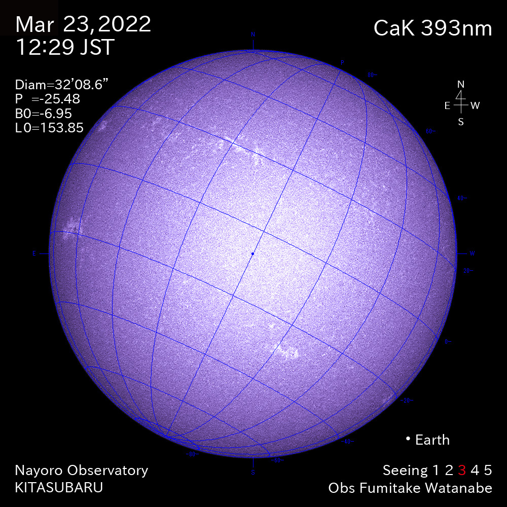 2022年3月23日CaK波長の太陽