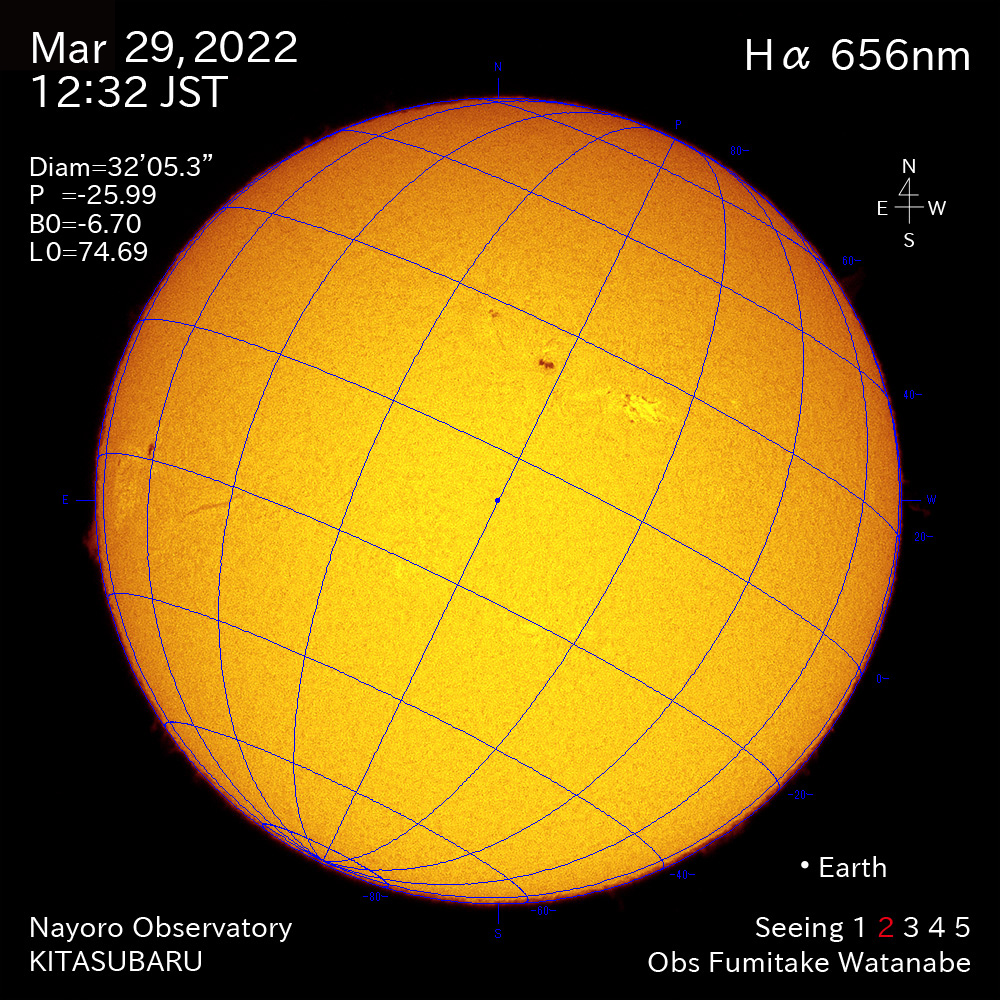 2022年3月29日Ha波長の太陽