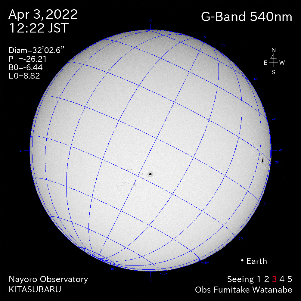 2022年4月3日540nm波長の太陽