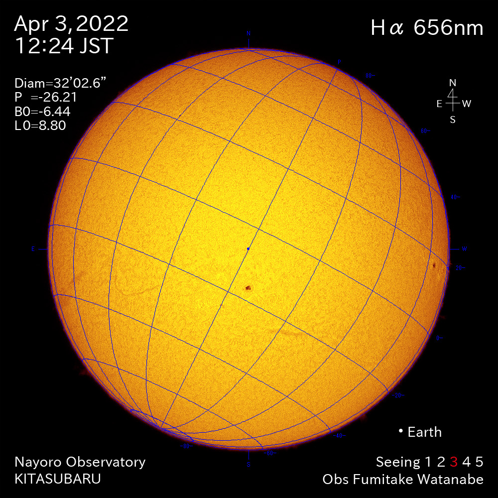2022年4月3日Ha波長の太陽