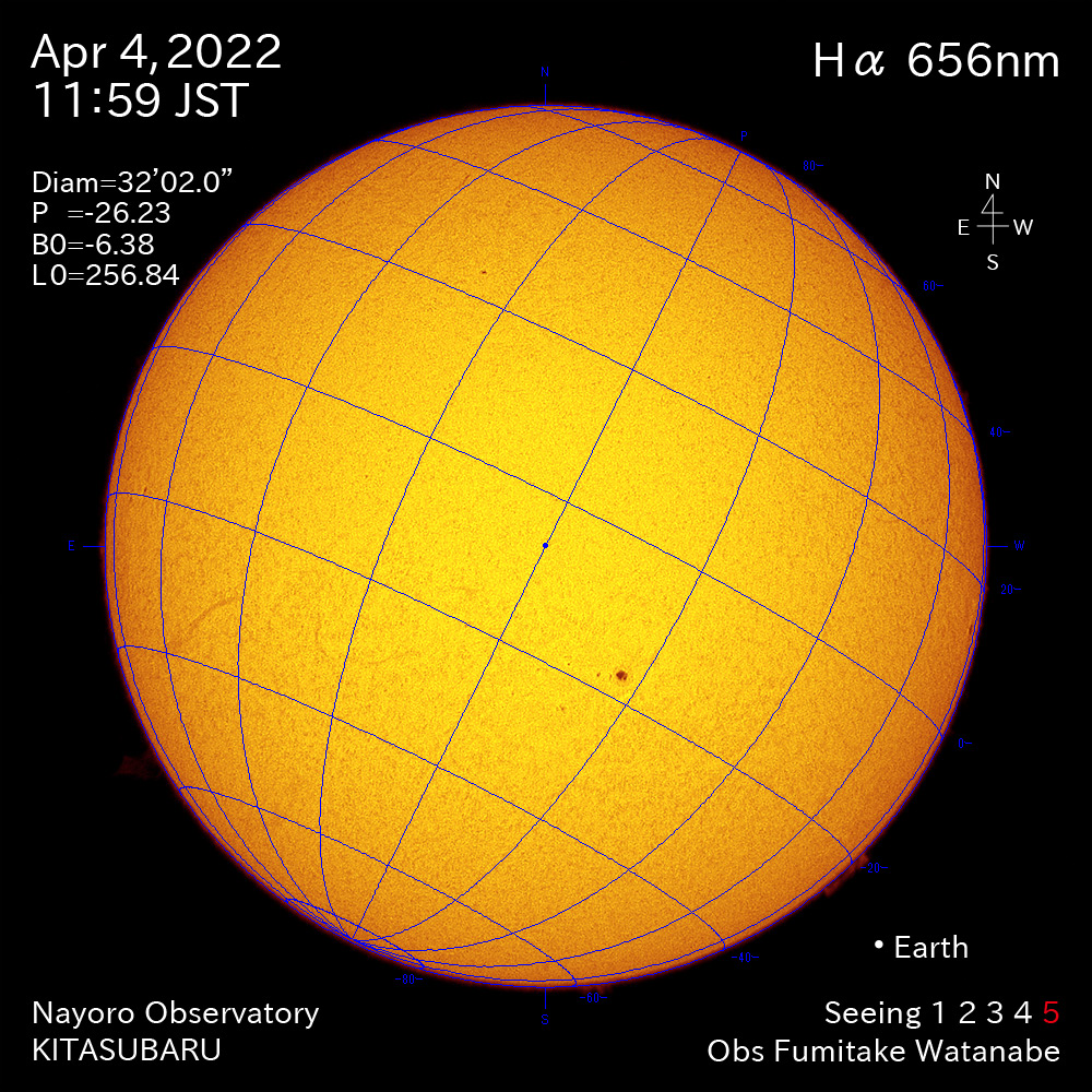 2022年4月4日Ha波長の太陽