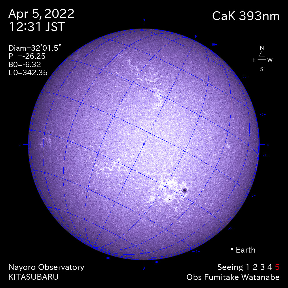 2022年4月5日CaK波長の太陽