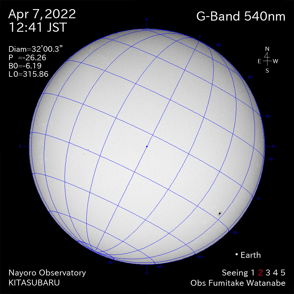 2022年4月7日540nm波長の太陽