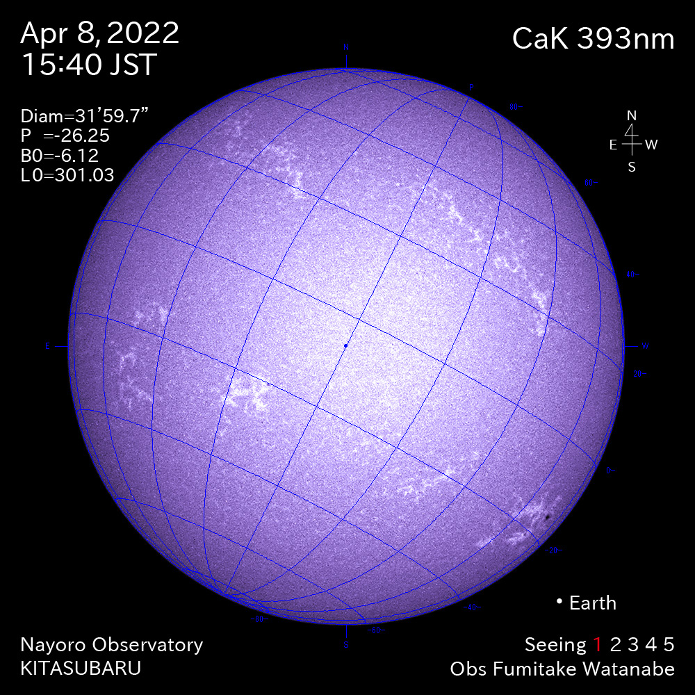 2022年4月8日CaK波長の太陽