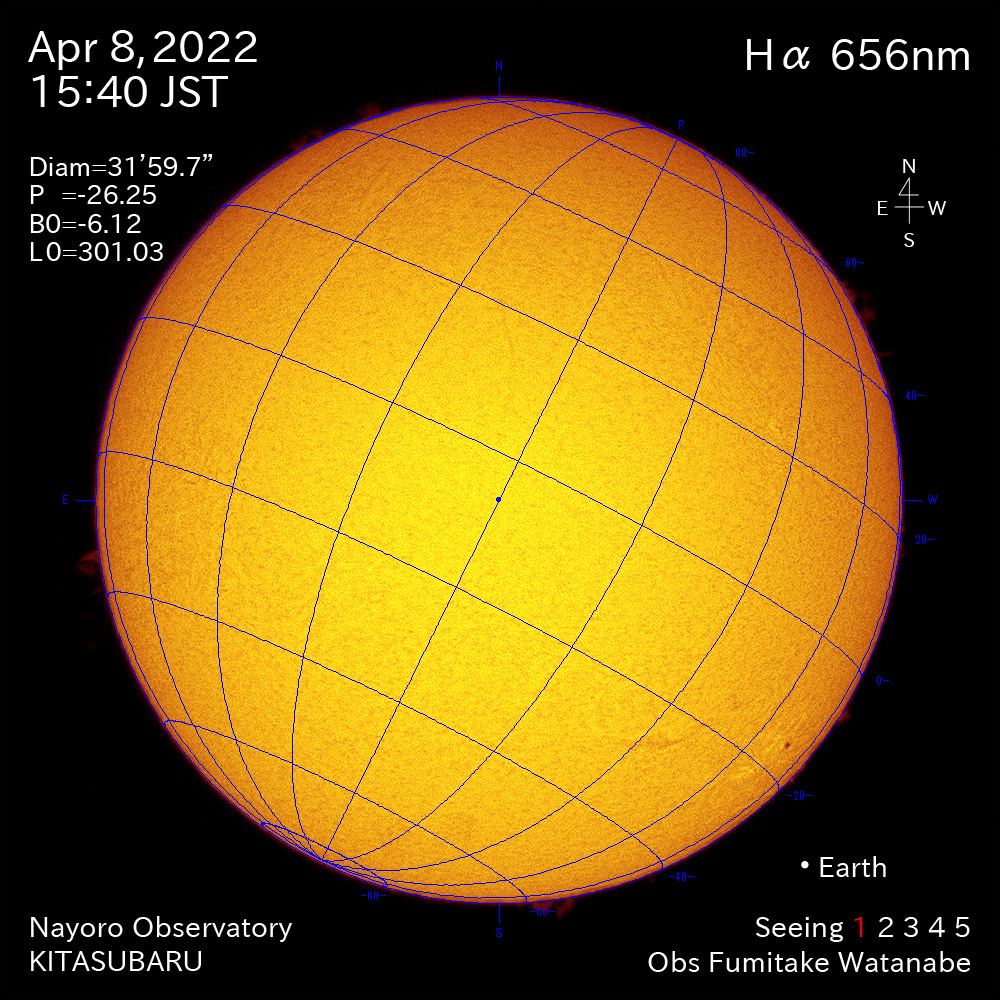 2022年4月8日Ha波長の太陽