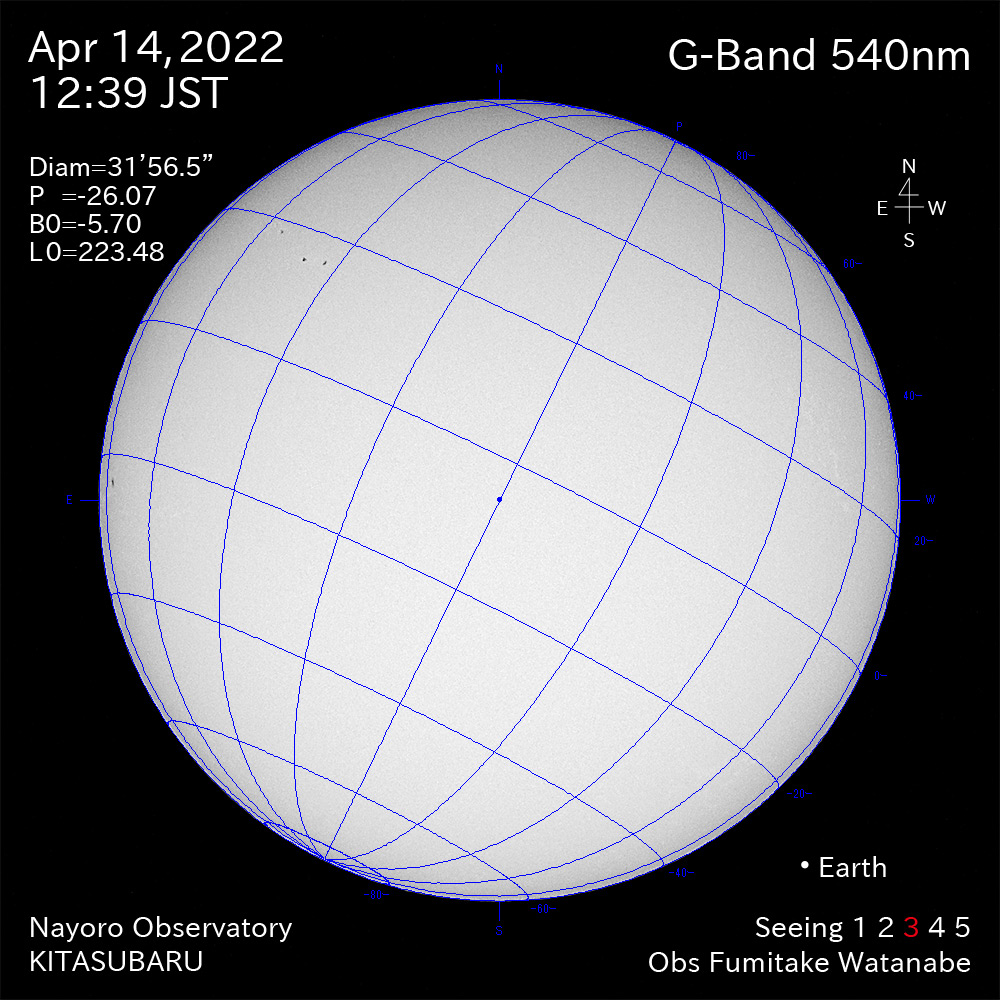 2022年4月14日540nm波長の太陽