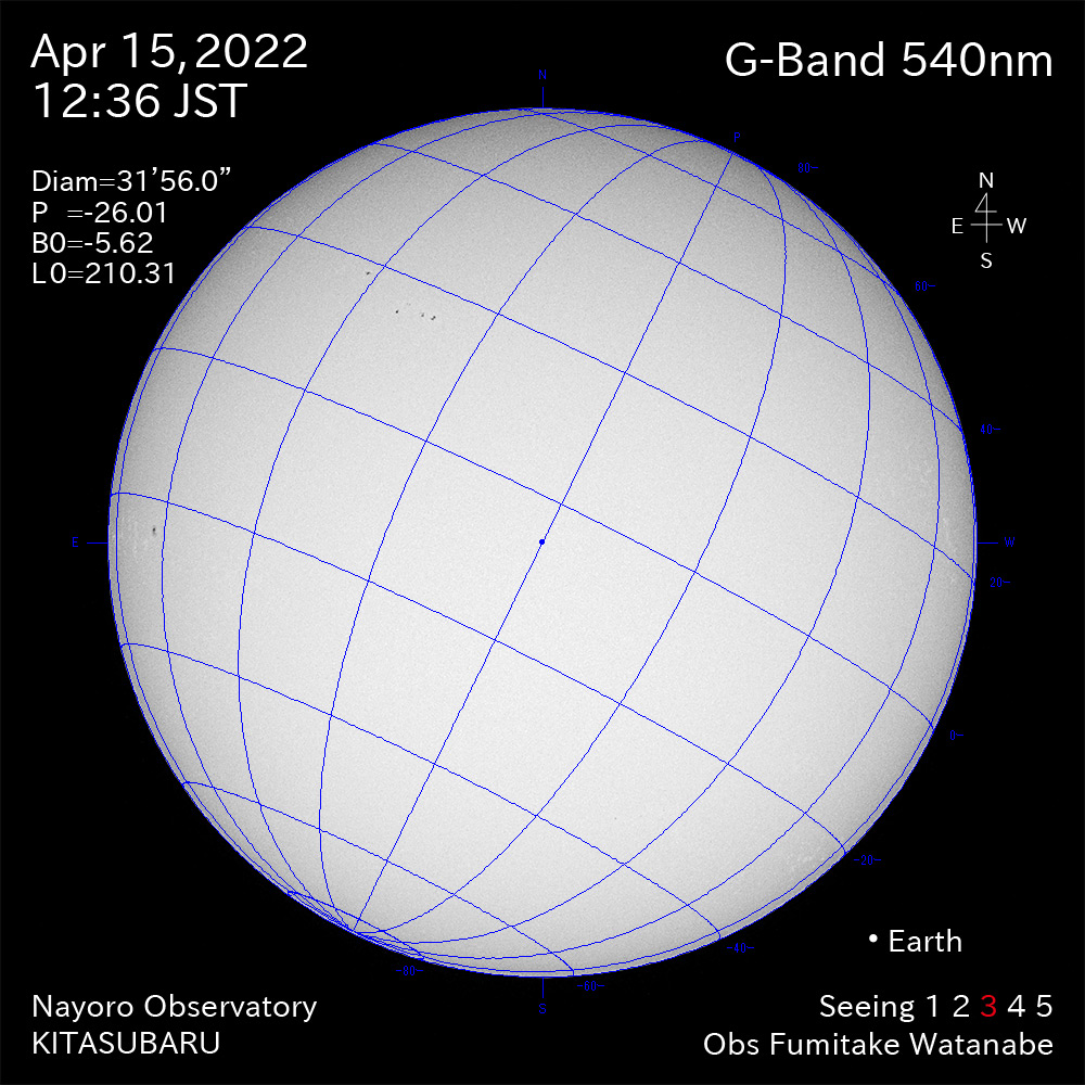 2022年4月15日540nm波長の太陽