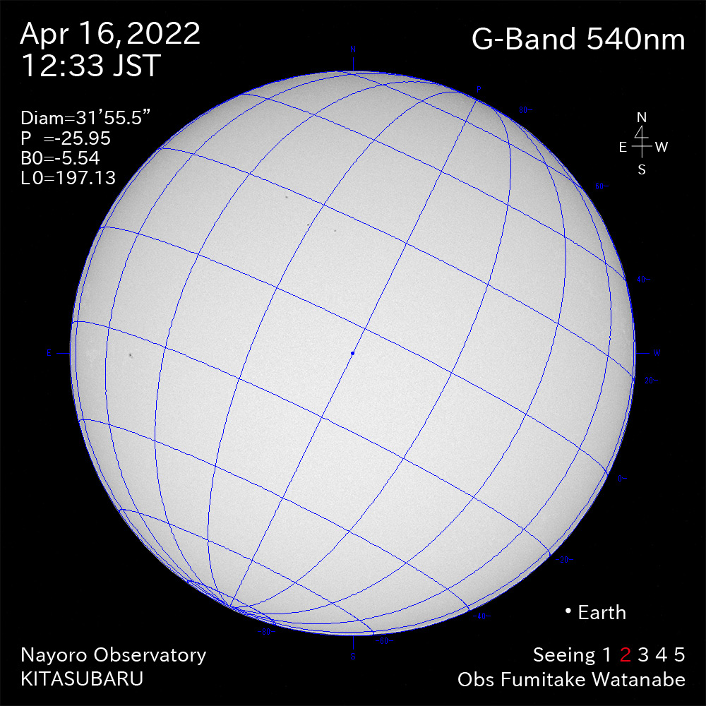 2022年4月16日540nm波長の太陽