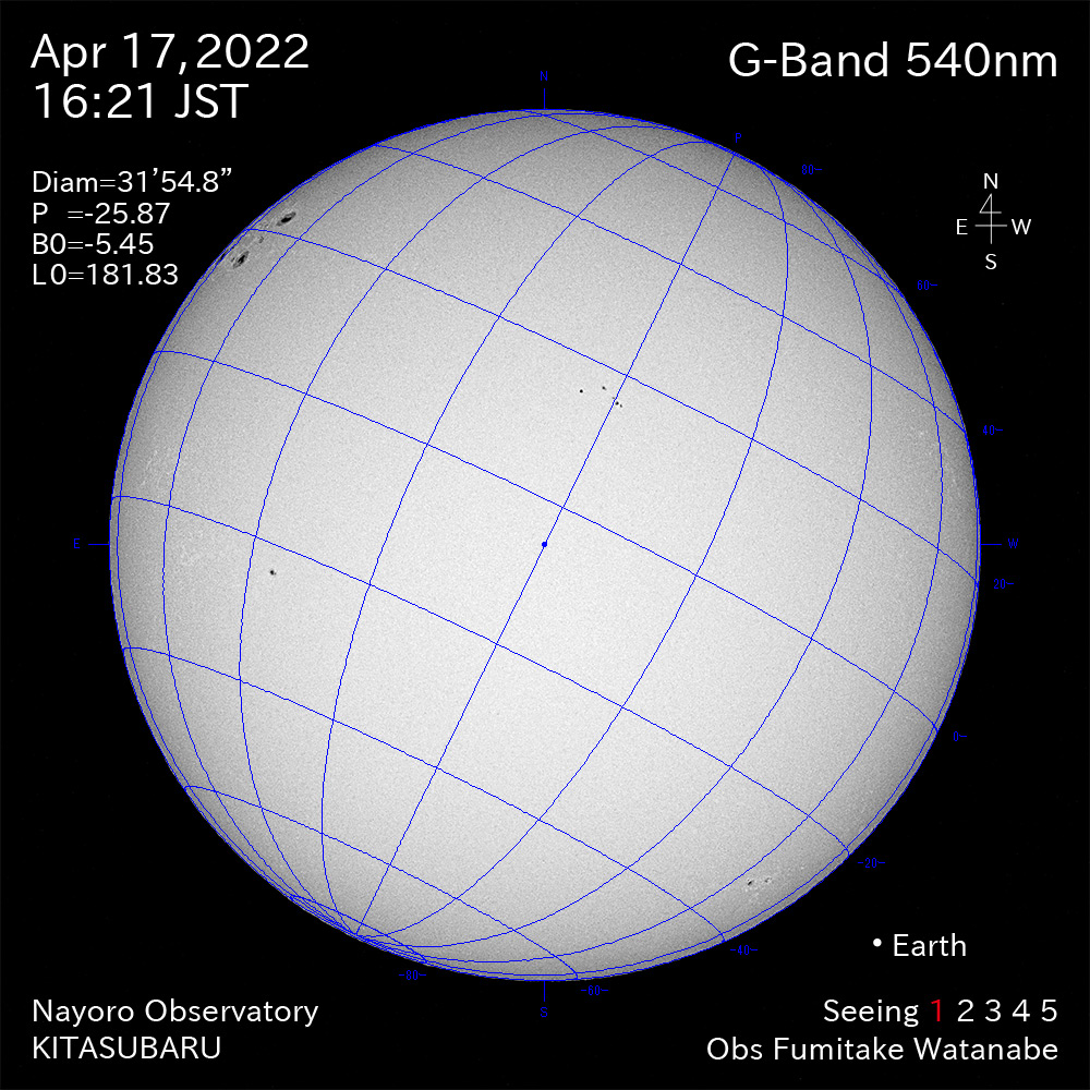2022年4月17日540nm波長の太陽