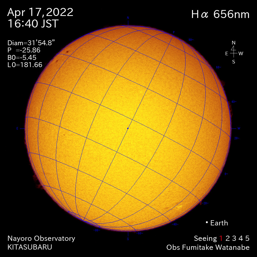 2022年4月17日Ha波長の太陽