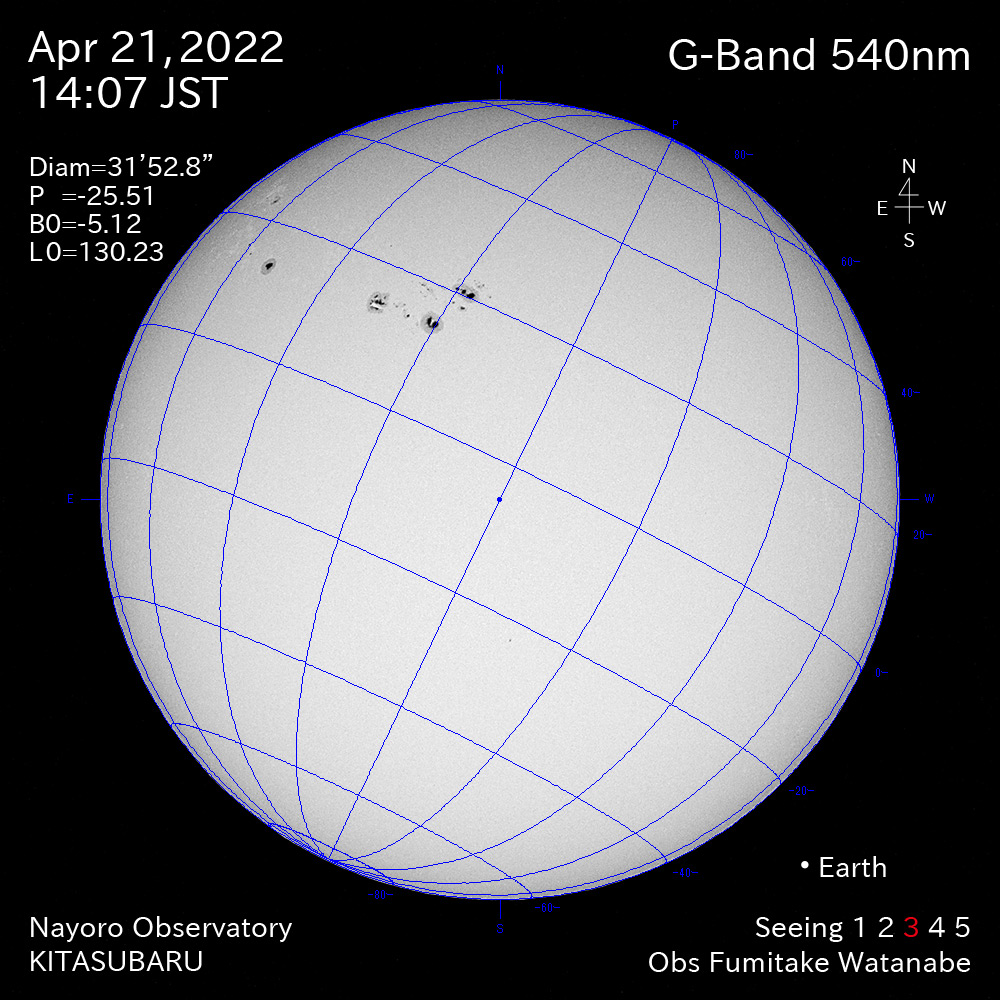 2022年4月21日540nm波長の太陽