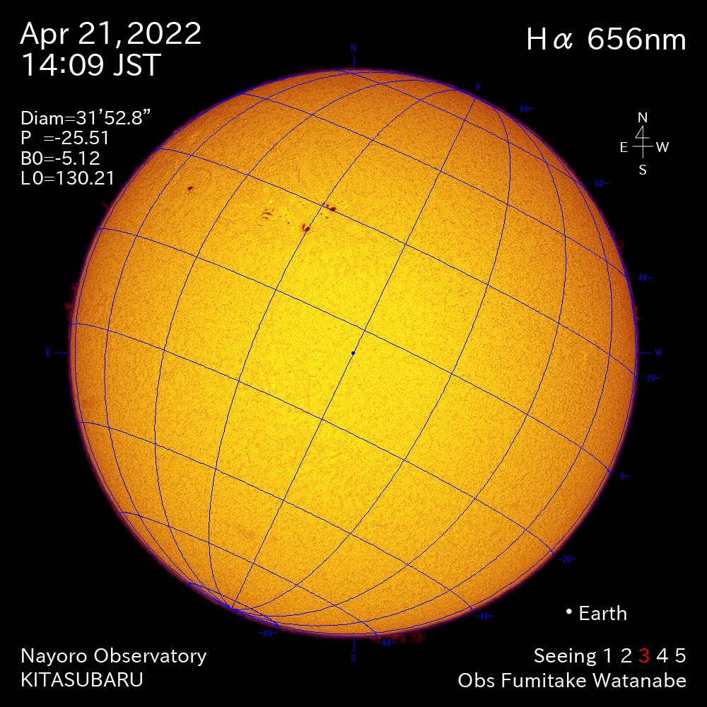2022年4月21日Ha波長の太陽