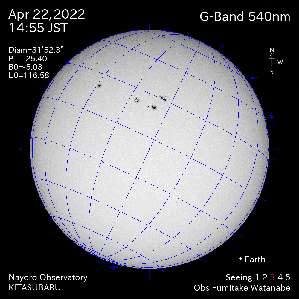 2022年4月22日540nm波長の太陽