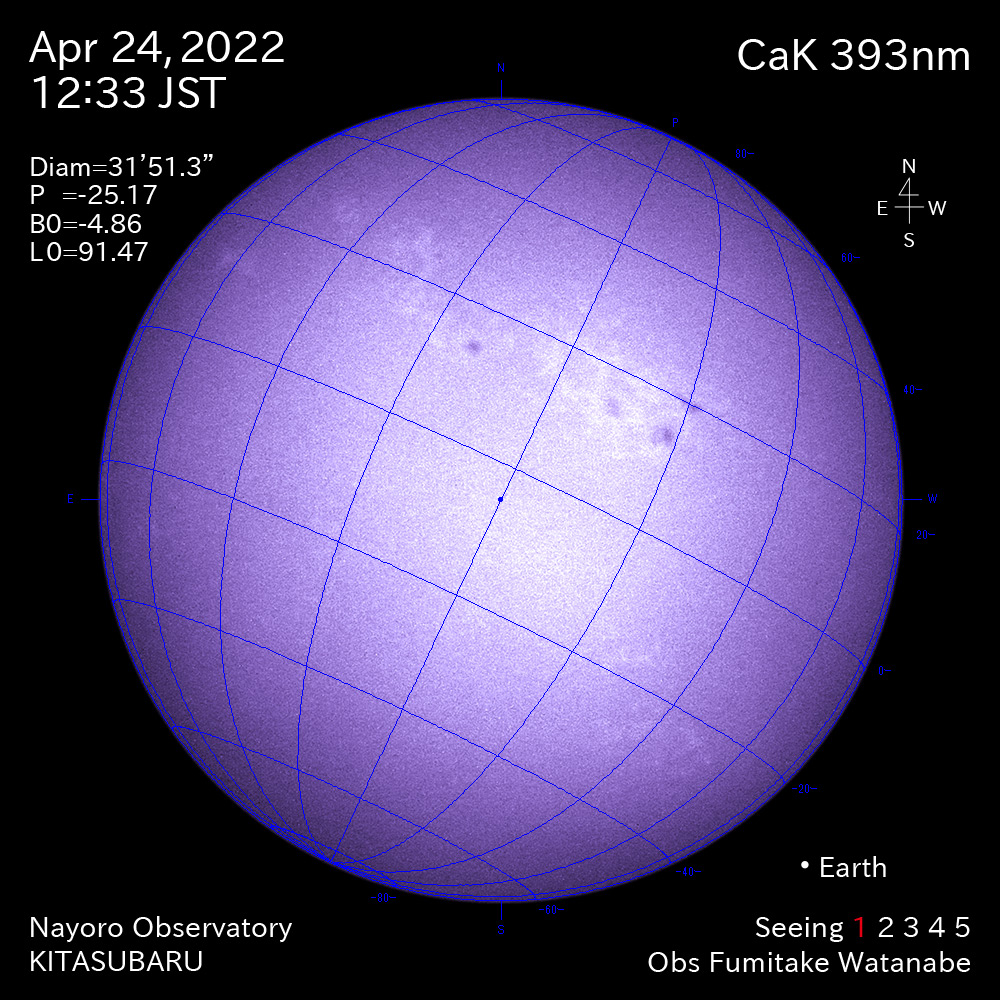 2022年4月24日CaK波長の太陽