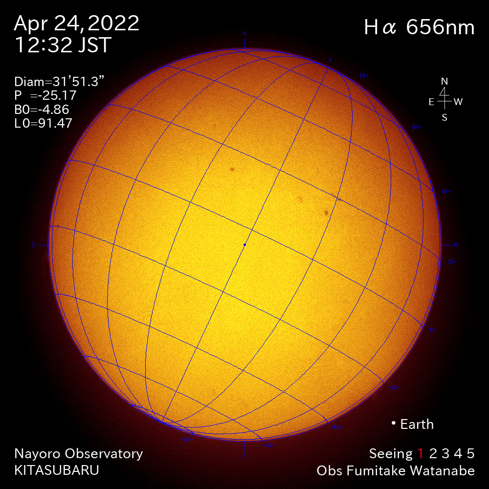 2022年4月24日Ha波長の太陽