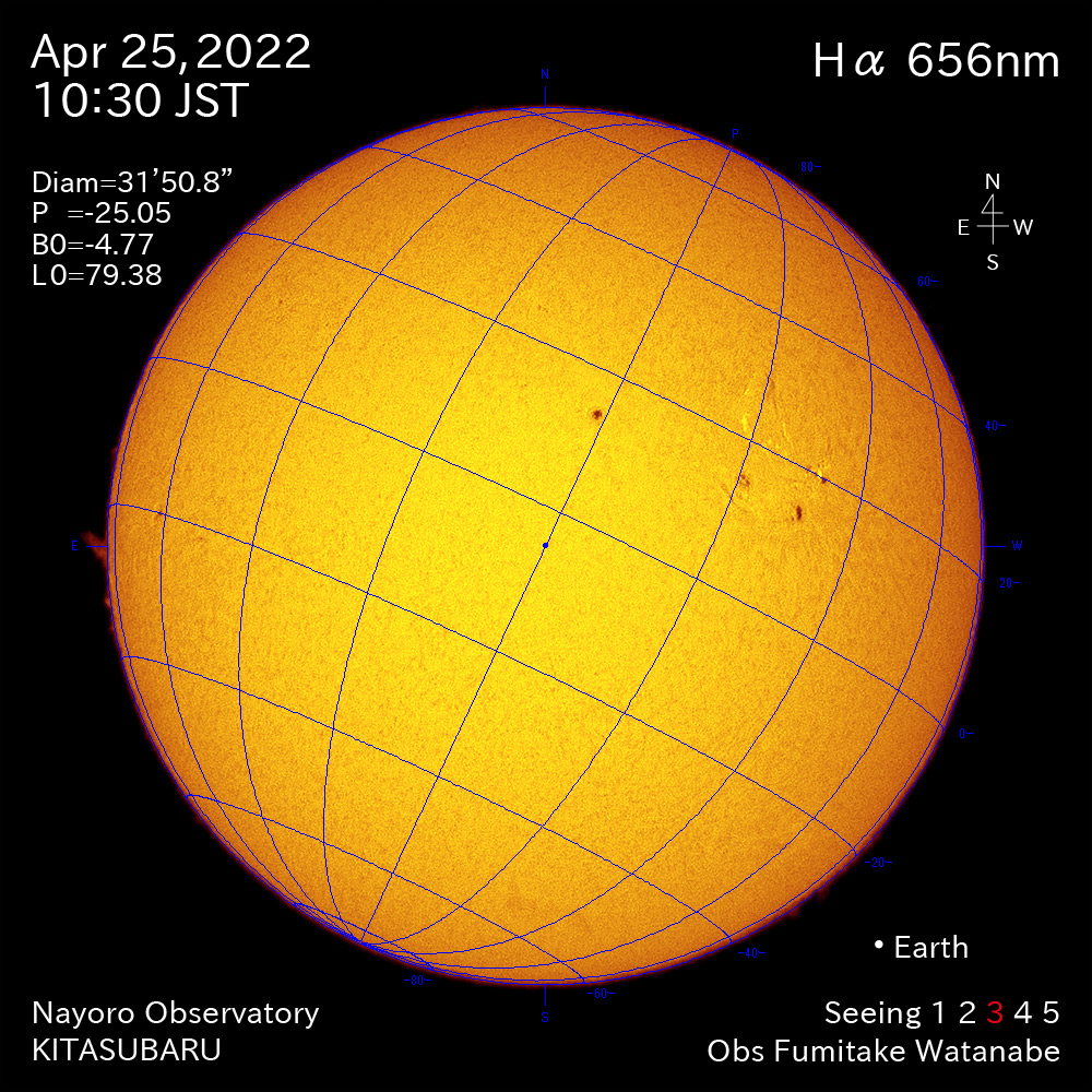 2022年4月25日Ha波長の太陽