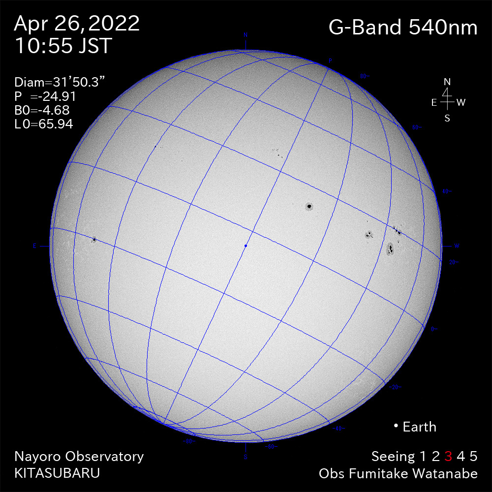 2022年4月26日540nm波長の太陽