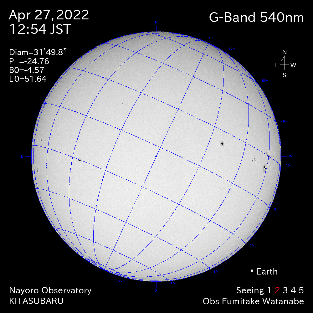 2022年4月27日540nm波長の太陽