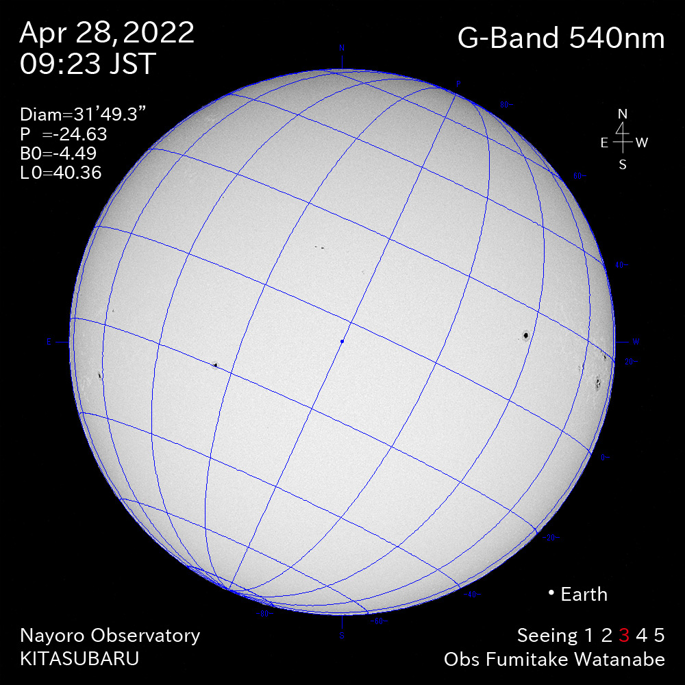 2022年4月28日540nm波長の太陽
