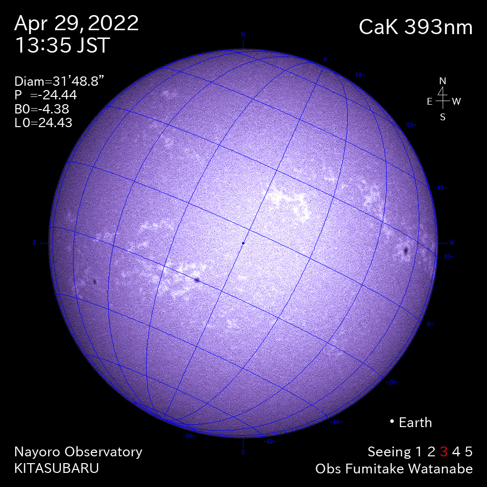 2022年4月29日CaK波長の太陽