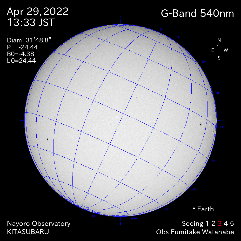 2022年4月29日540nm波長の太陽
