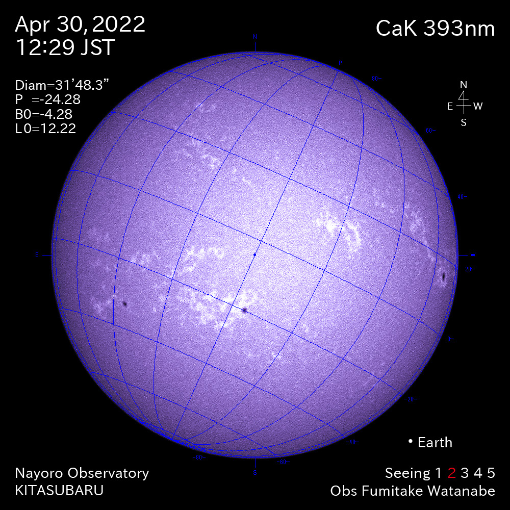 2022年4月30日CaK波長の太陽